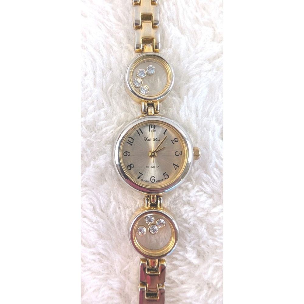 Xanadu Gold Tone‎ Quartz Watch Japan Movement Floating Rhinestones New Battery